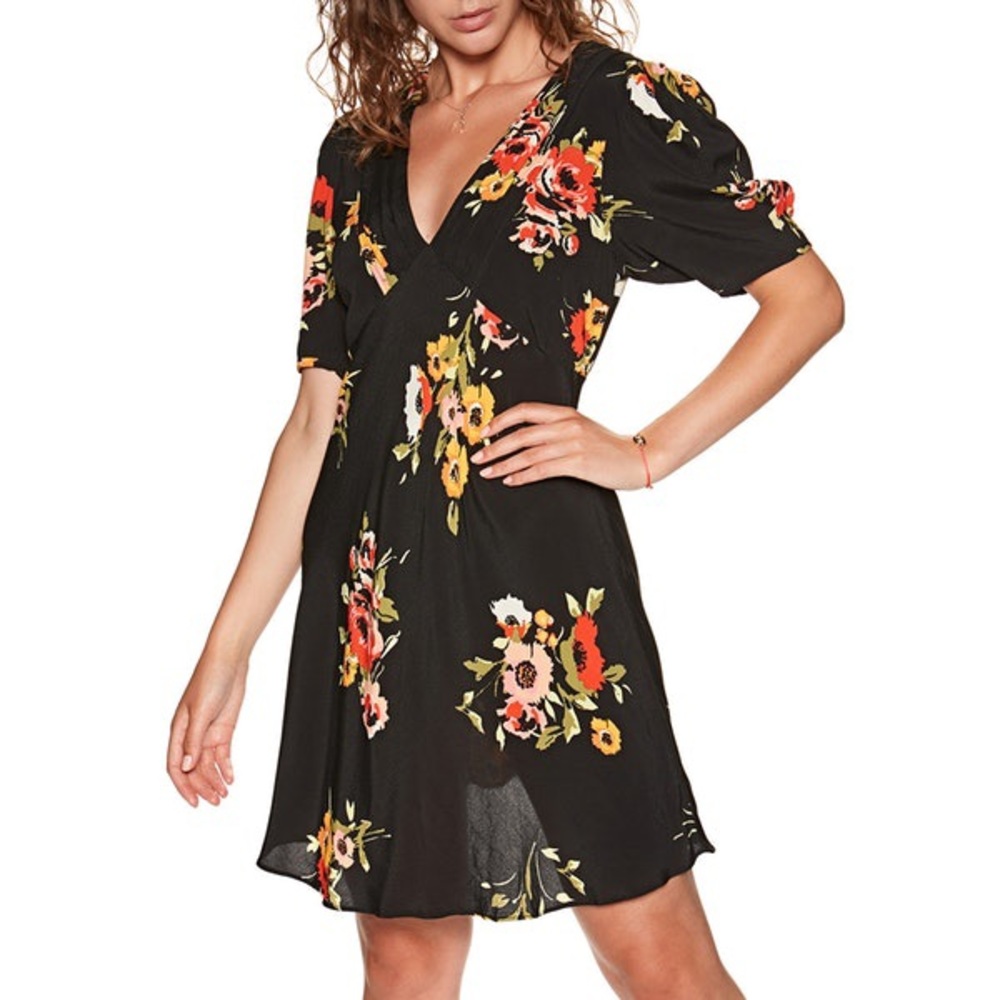NWT free People black Floral Dress - 6